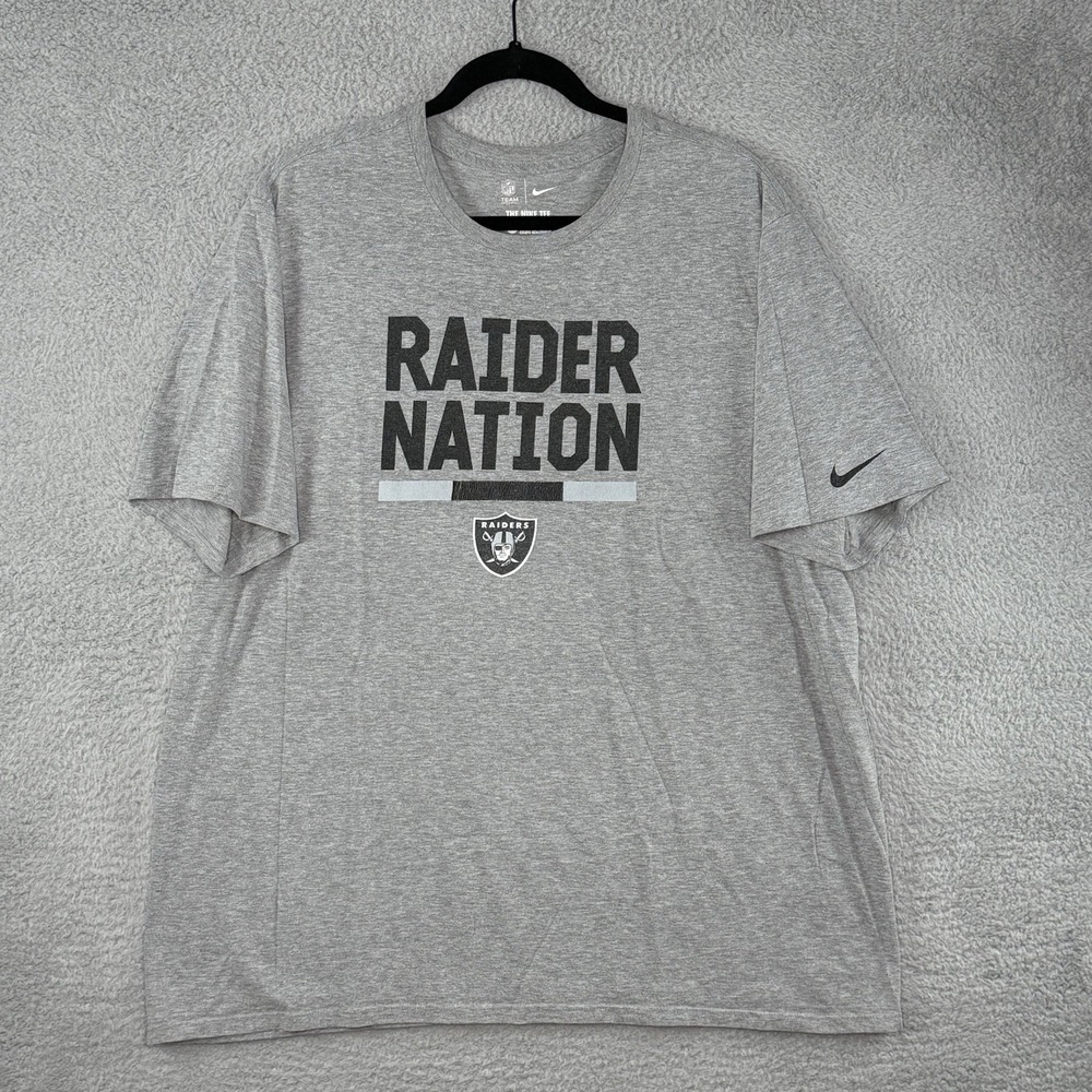 Nike Raider Nation Las Vegas Raiders NFL Tee Shirt Mens XXL Gray Athletic Cut